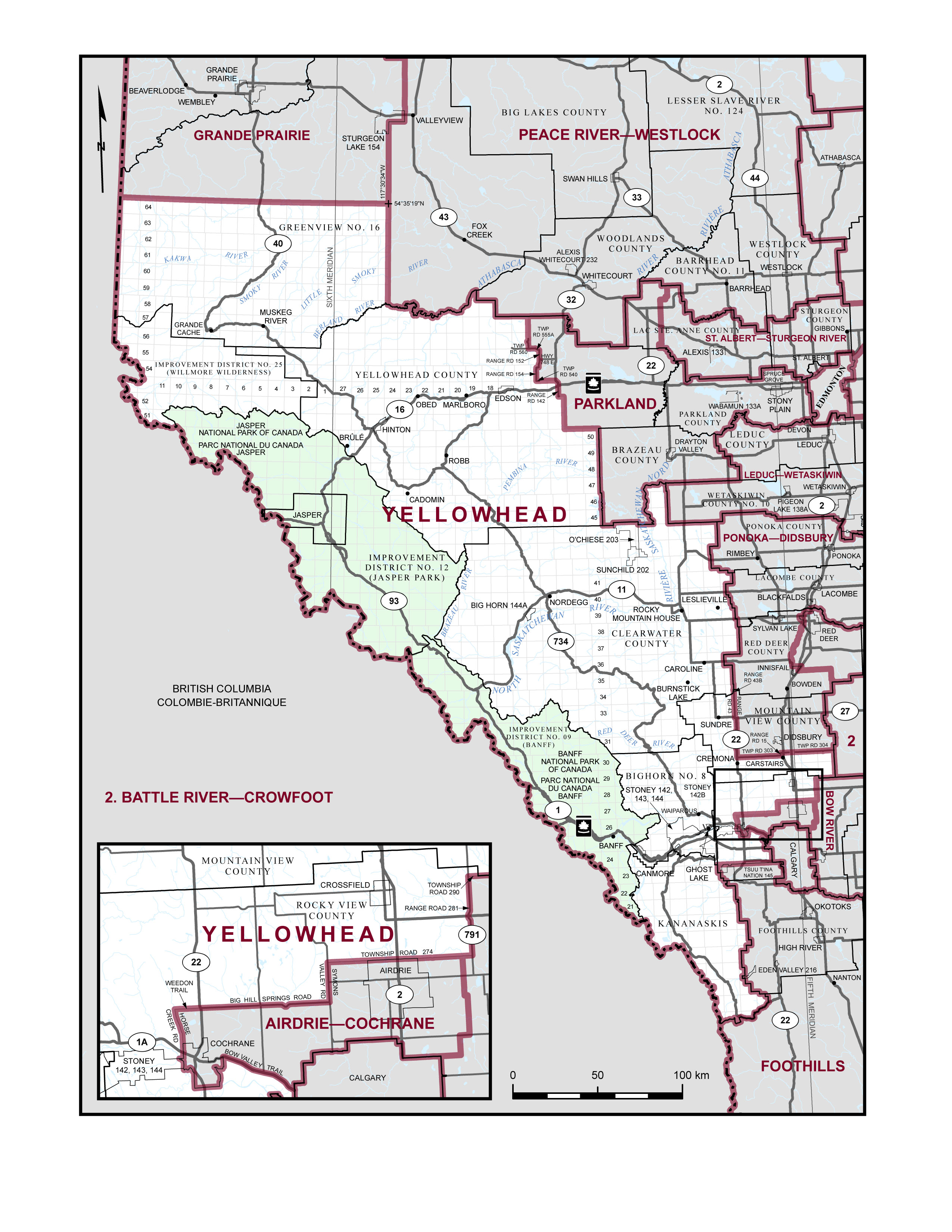 Carte de la circonscription de Yellowhead