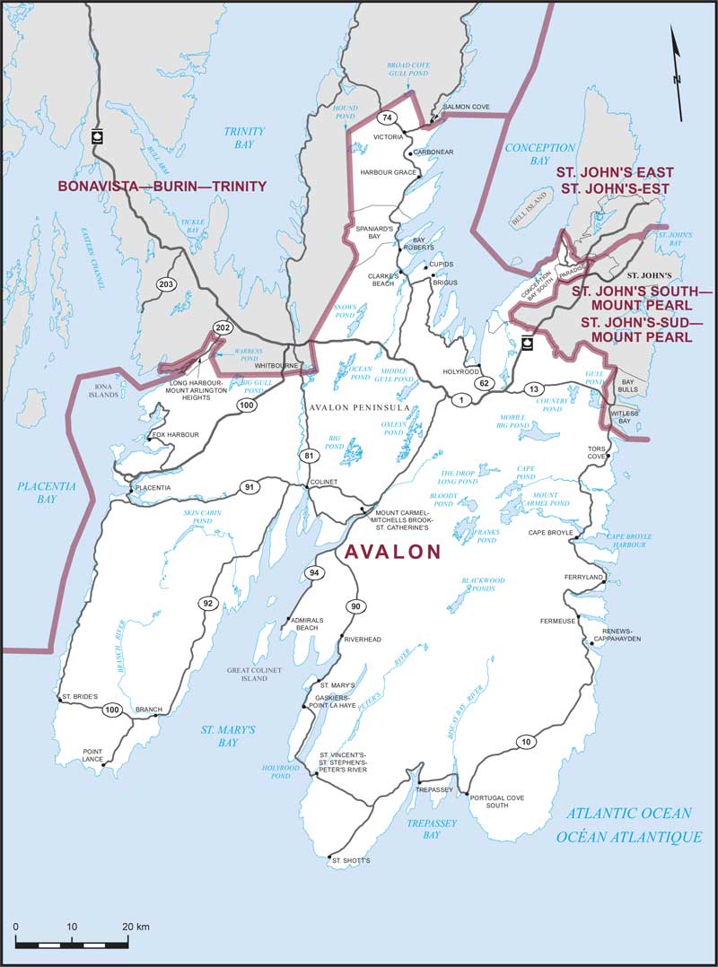 Carte de la circonscription d'Avalon