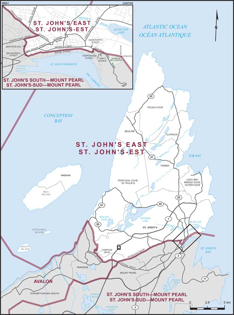 Carte de la circonscription de St. John's-Est