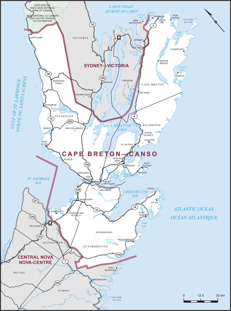 Carte de la circonscription de Cape Breton—Canso