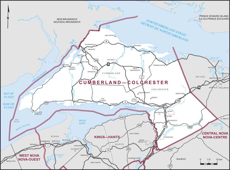 Carte de la circonscription de Cumberland—Colchester