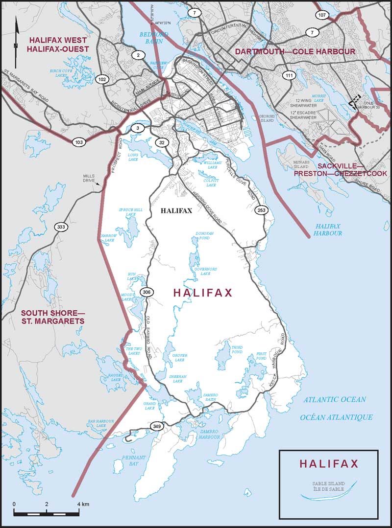 Carte de la circonscription de Halifax
