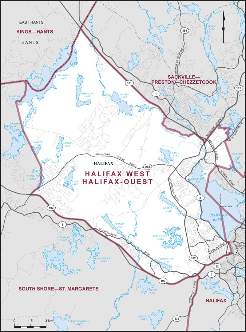 Carte de la circonscription de Halifax-Ouest