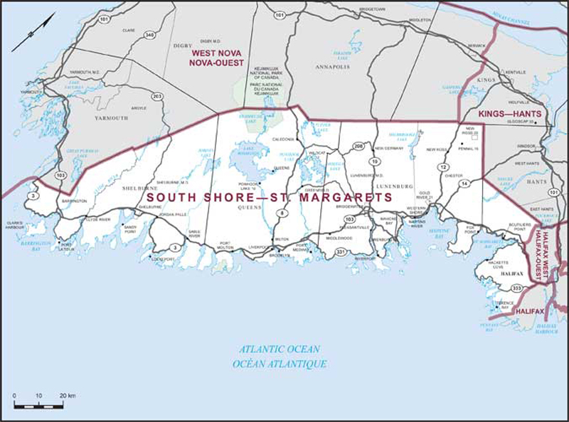 Carte de la circonscription de South Shore—St. Margarets