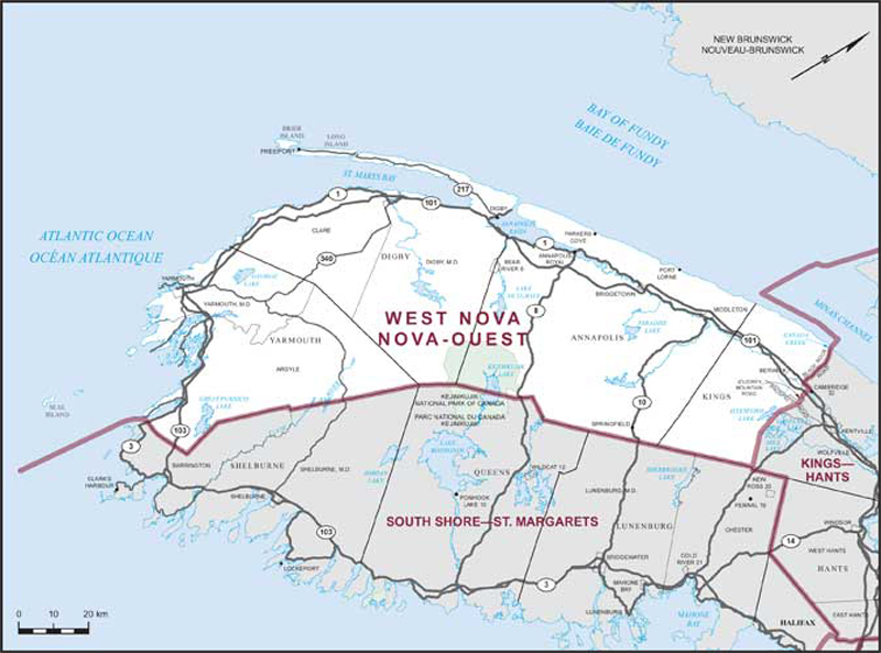 Carte de la circonscription de Nova-Ouest