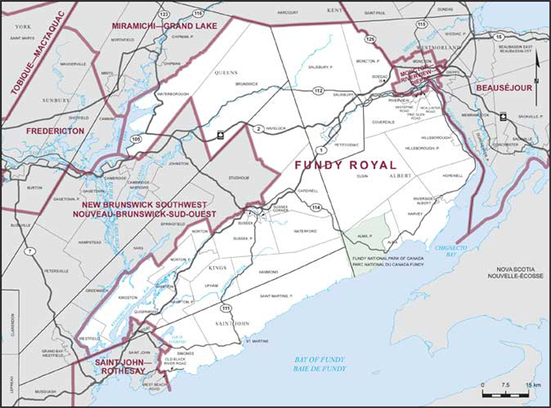 Carte de la circonscription de Fundy Royal