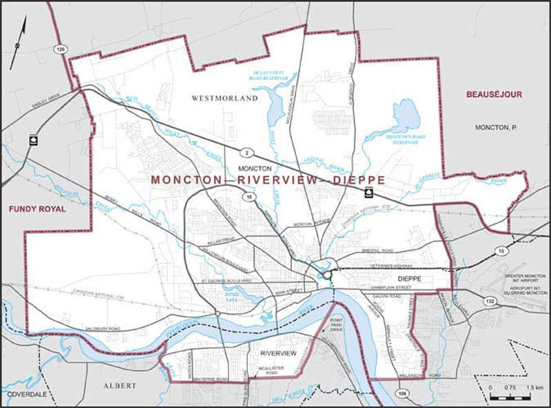 Carte de la circonscription de Moncton—Riverview—Dieppe