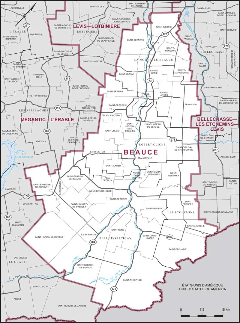 Carte de la circonscription de Beauce