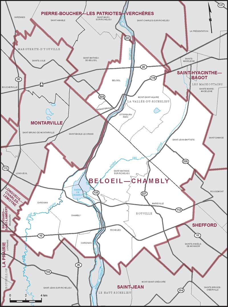 Carte de la circonscription de Beloeil—Chambly