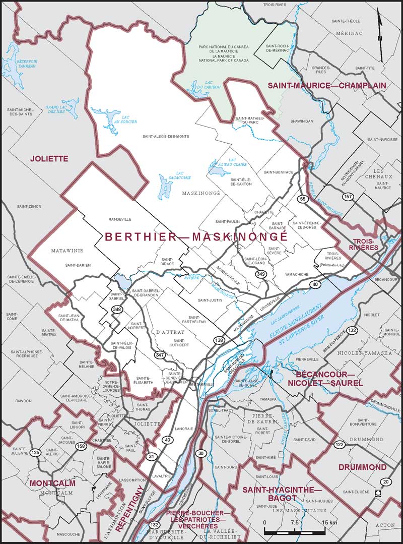 Carte de la circonscription de Berthier—Maskinongé