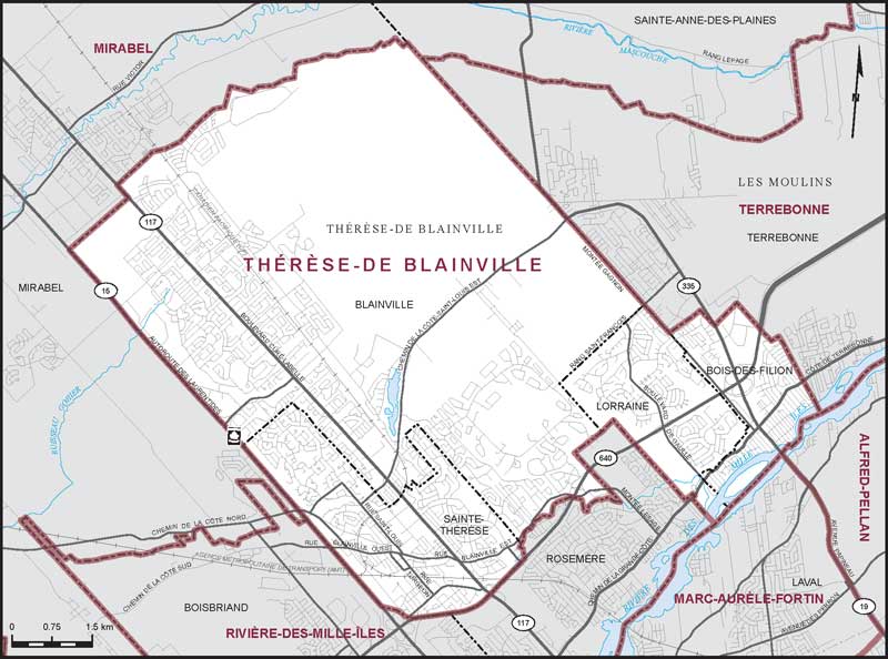 Carte de la circonscription de Thérèse-De Blainville