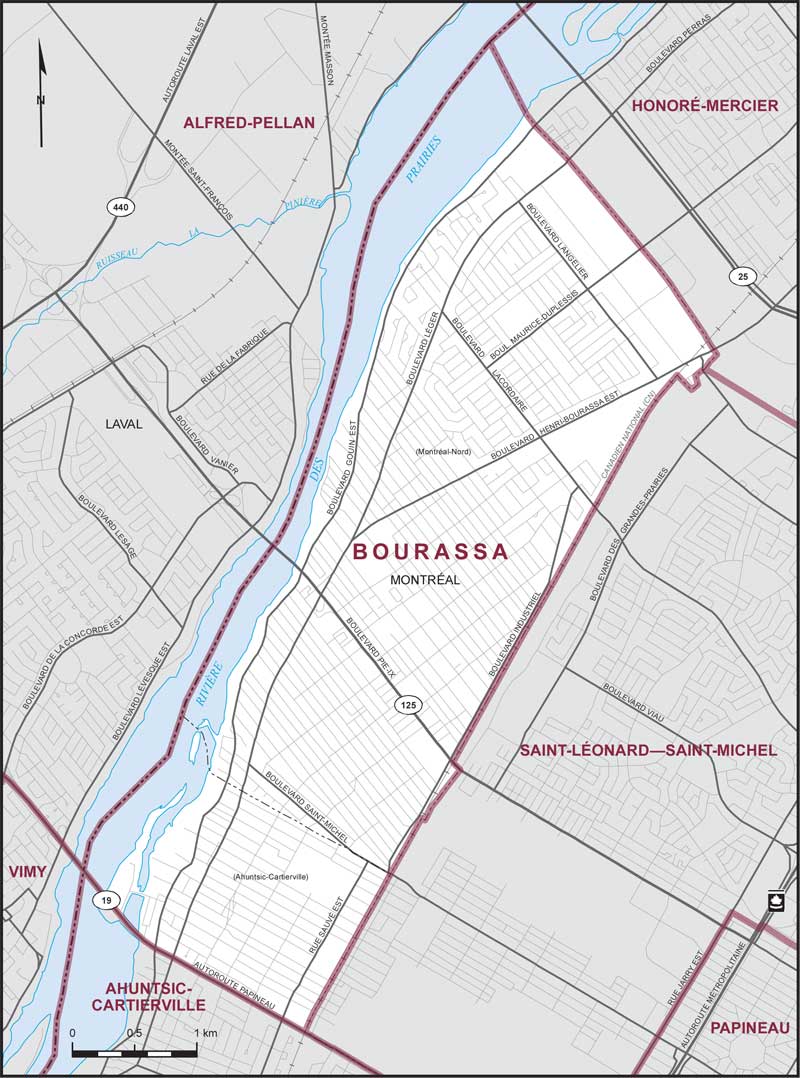 Carte de la circonscription de Bourassa