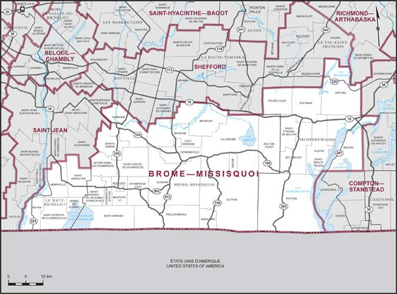 Carte de la circonscription de Brome—Missisquoi