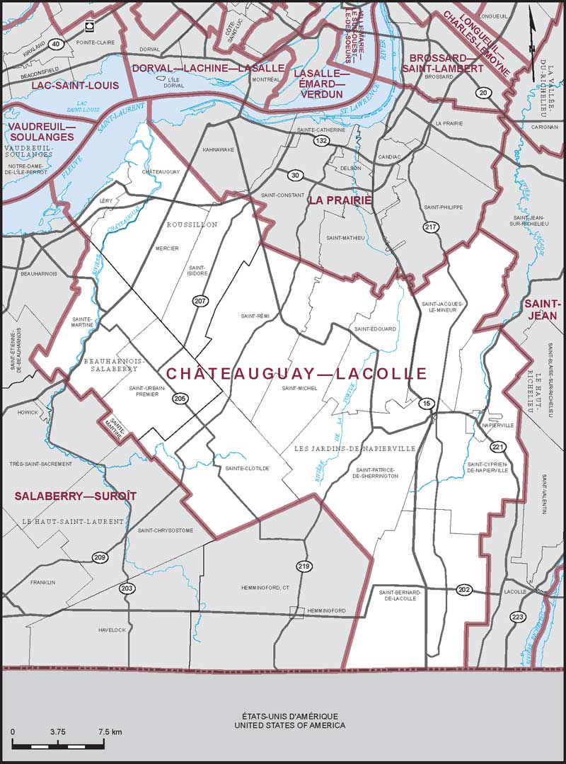 Carte de la circonscription de Châteauguay—Lacolle