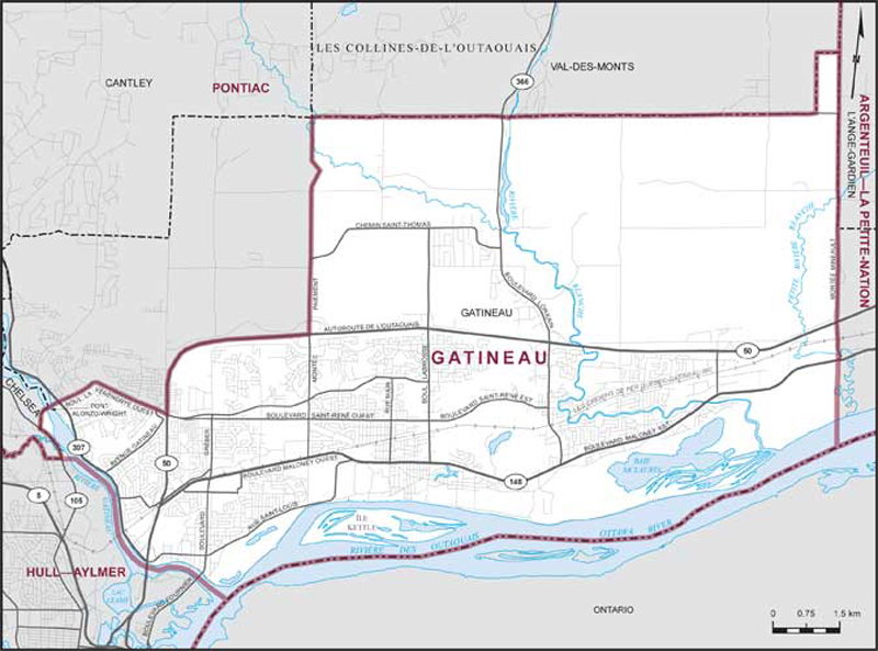 Carte de la circonscription de Gatineau