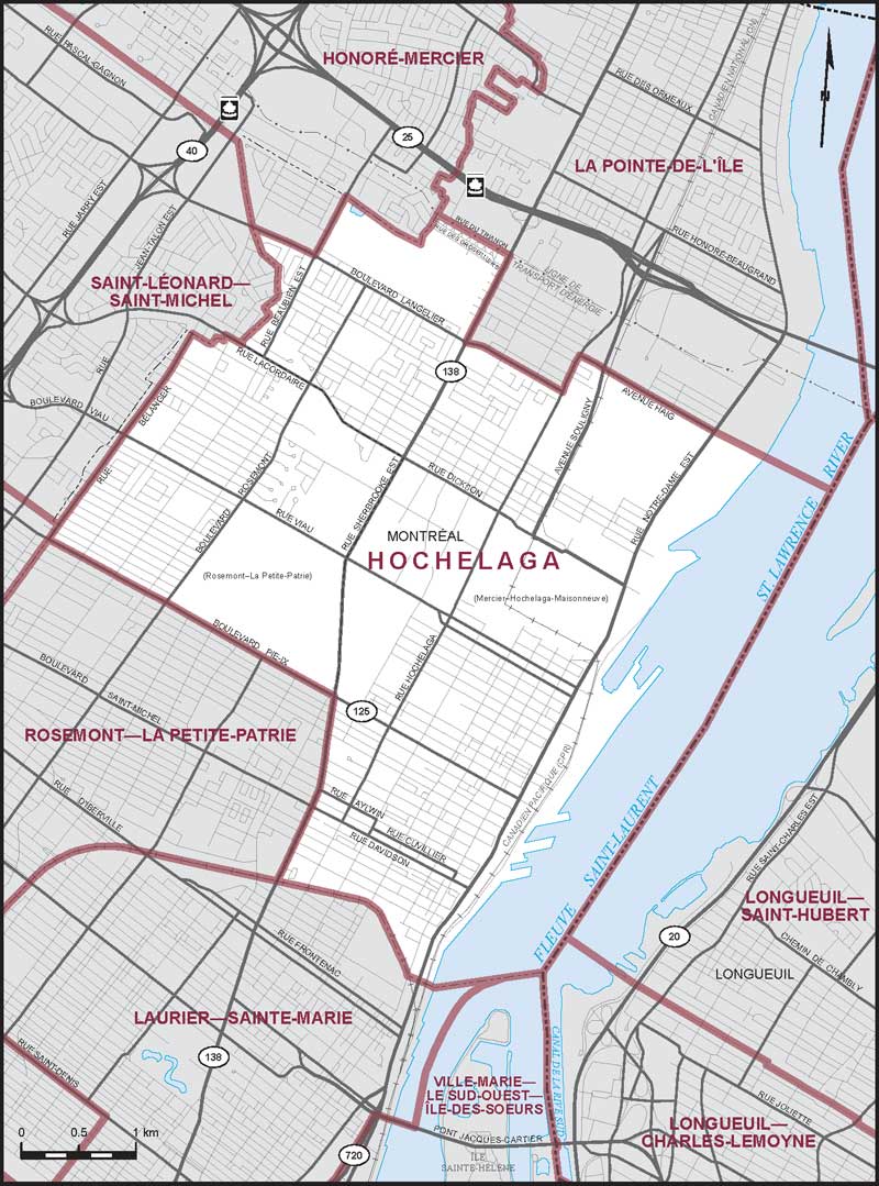 Carte de la circonscription de Hochelaga