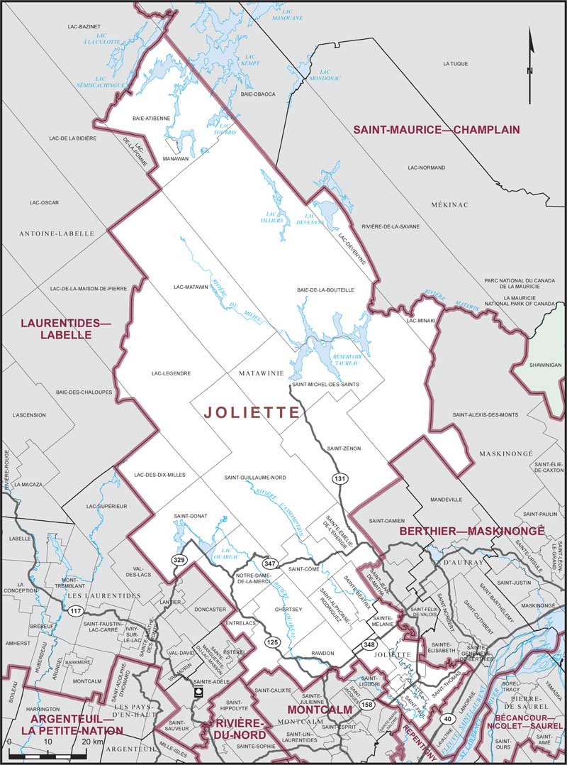 Carte de la circonscription de Joliette