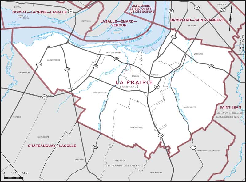 Carte de la circonscription de La Prairie