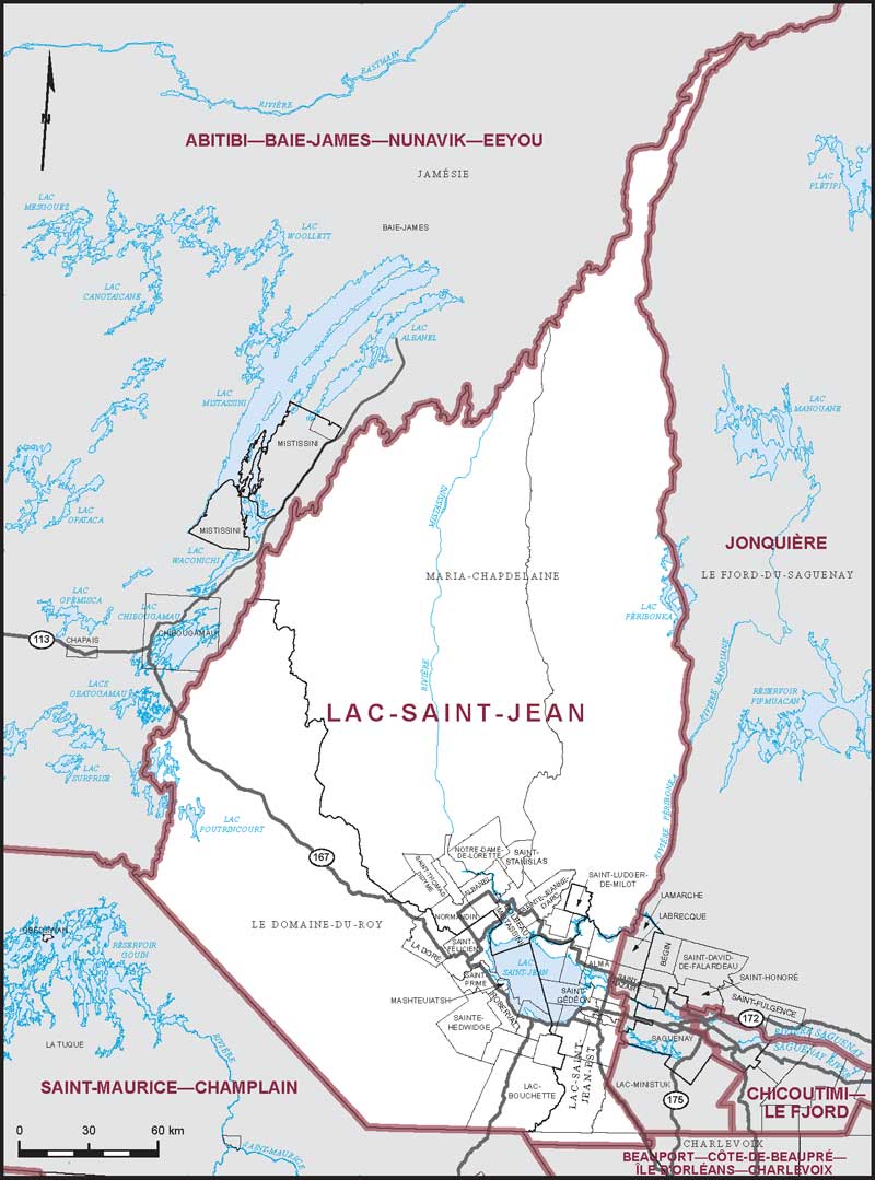 Carte de la circonscription de Lac-Saint-Jean