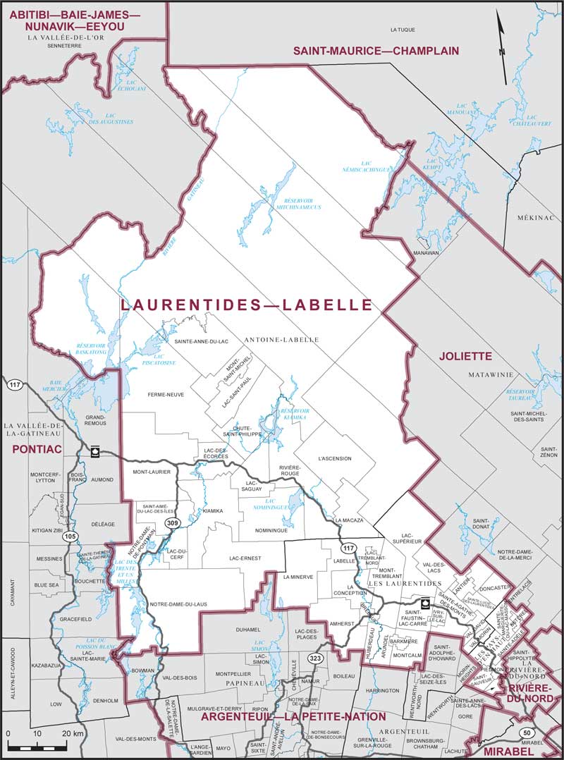 Carte de la circonscription de Laurentides—Labelle