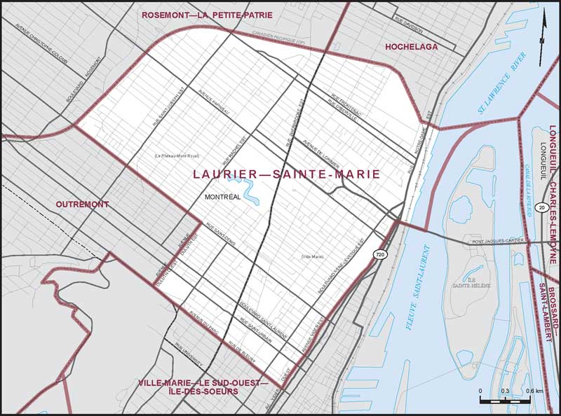 Carte de la circonscription de Laurier—Sainte-Marie