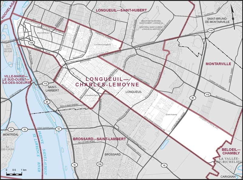 Carte de la circonscription de Longueuil—Charles-LeMoyne