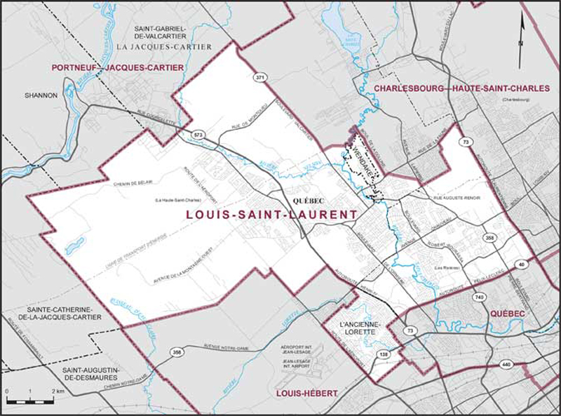 Carte de la circonscription de Louis-Saint-Laurent