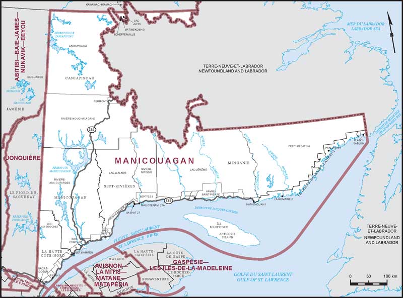 Carte de la circonscription de Manicouagan