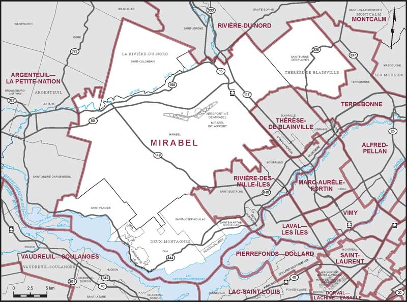 Carte de la circonscription de Mirabel