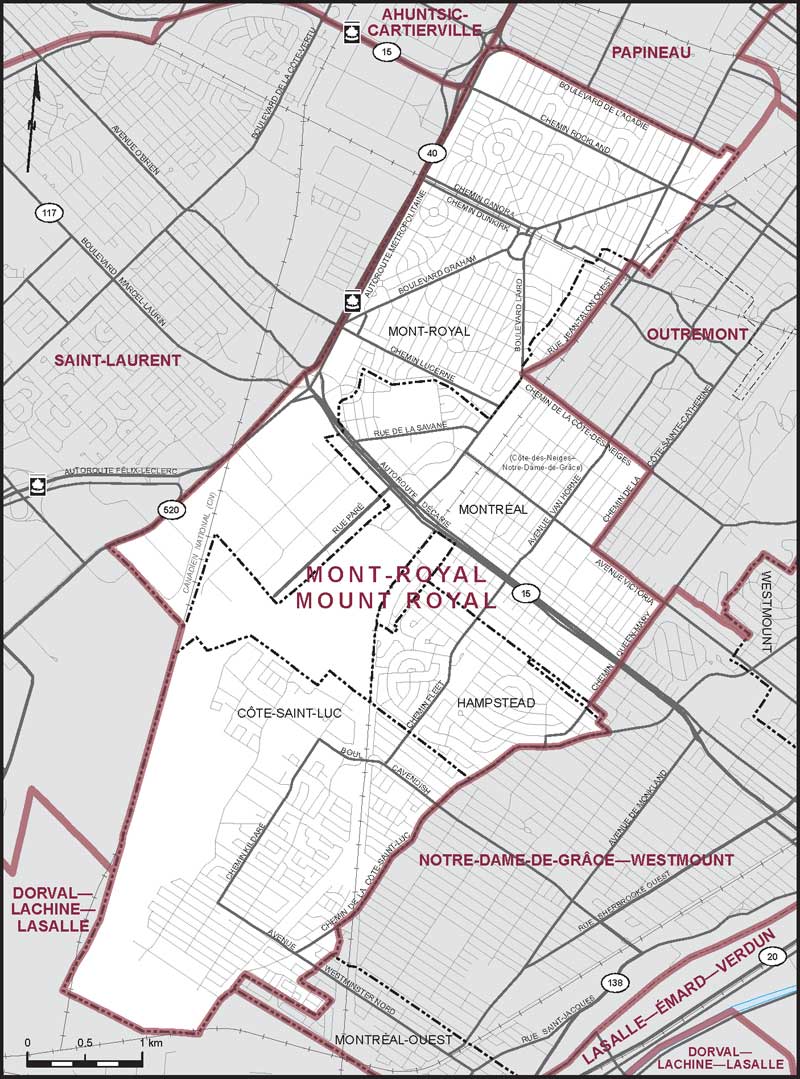 Carte de la circonscription de Mont-Royal