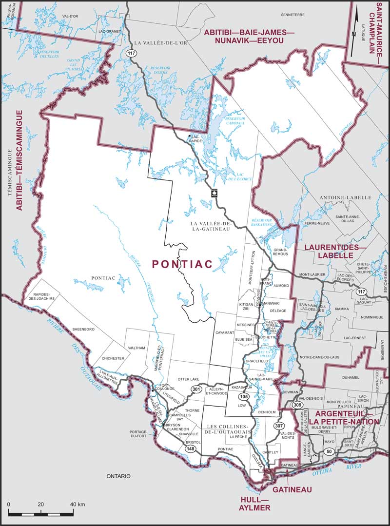 Carte de la circonscription de Pontiac