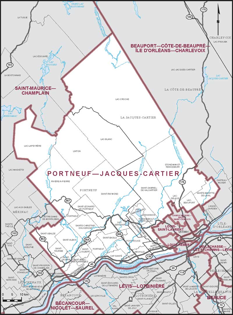Carte de la circonscription de Portneuf—Jacques-Cartier