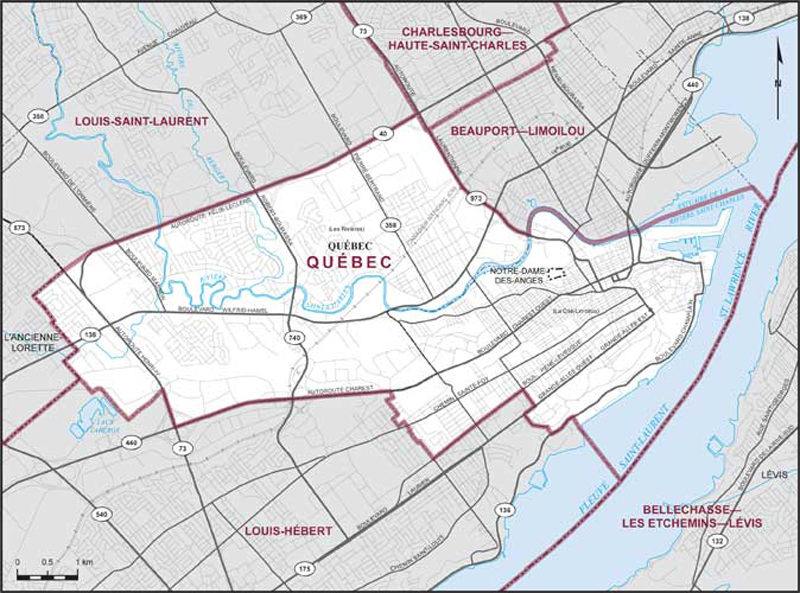 Carte de la circonscription de Québec