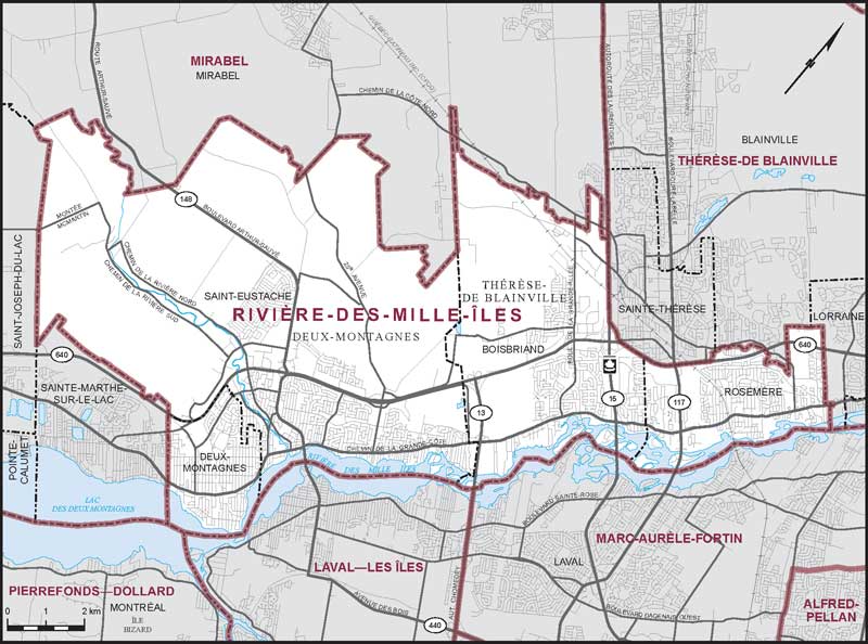 Carte de la circonscription de Rivière-des-Mille-Îles