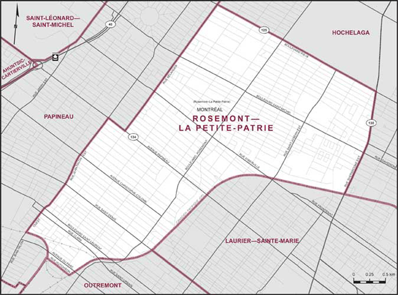 Carte de la circonscription de Rosemont—La Petite-Patrie
