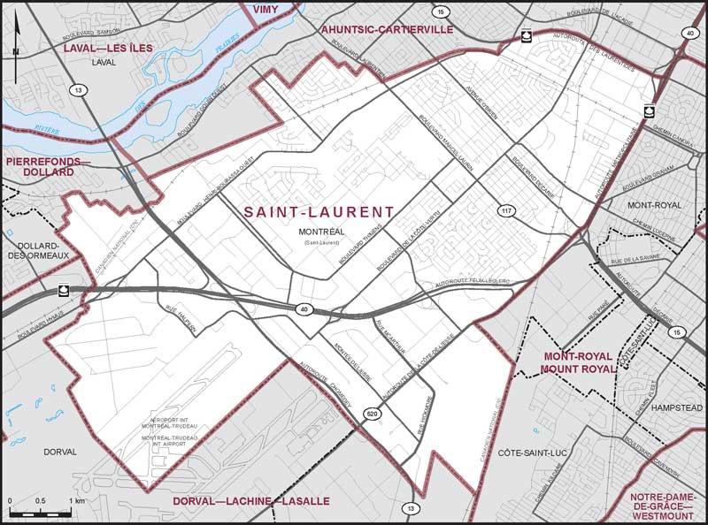 Carte de la circonscription de Saint-Laurent