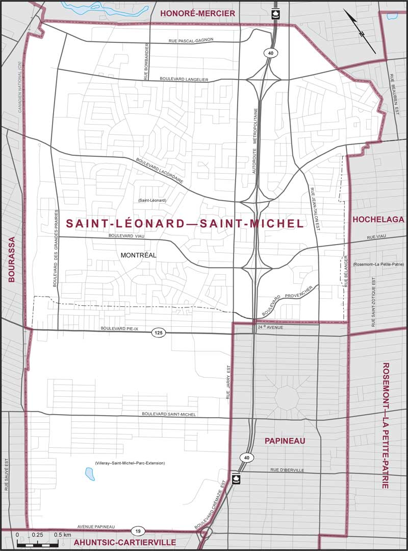 Carte de la circonscription de Saint-Léonard—Saint-Michel