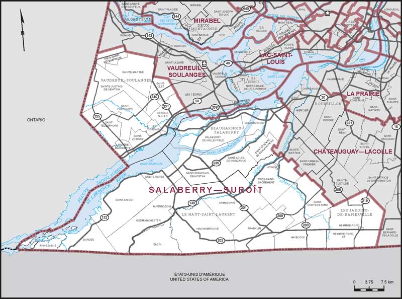 Carte de la circonscription de Salaberry—Suroît