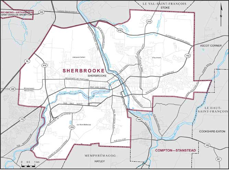 Carte de la circonscription de Sherbrooke