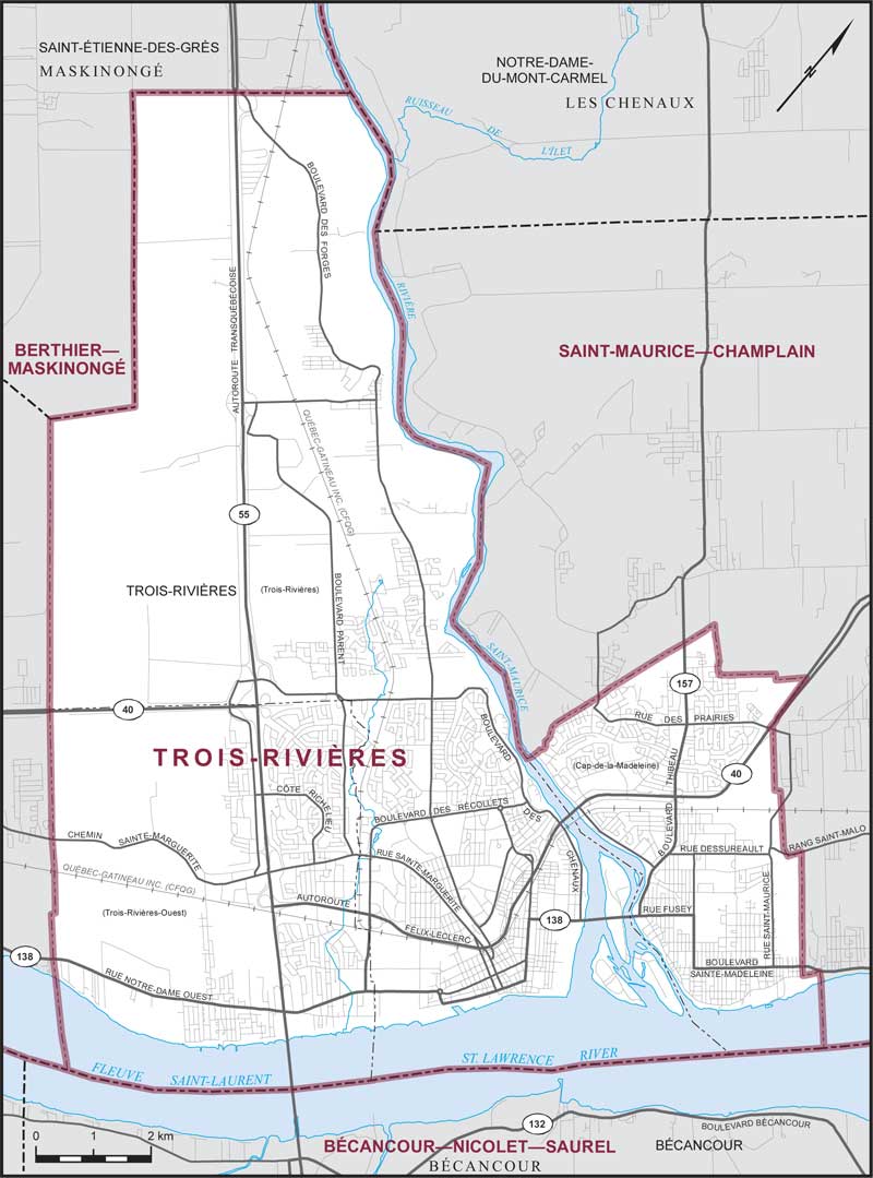 Carte de la circonscription de Trois-Rivières
