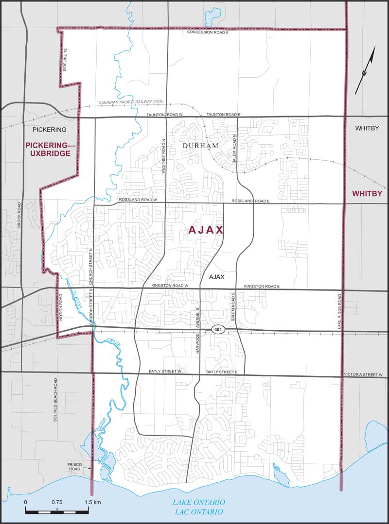 Carte de la circonscription d'Ajax