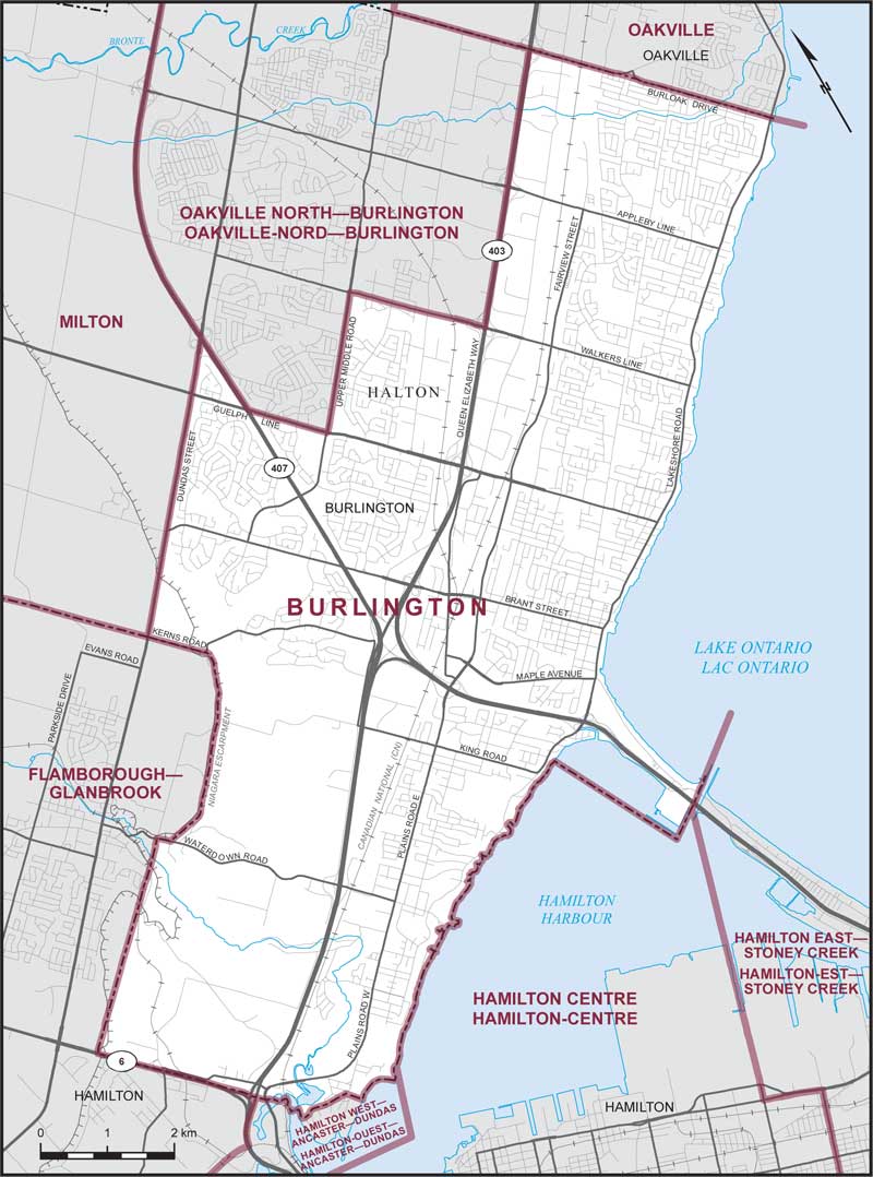 Carte de la circonscription de Burlington
