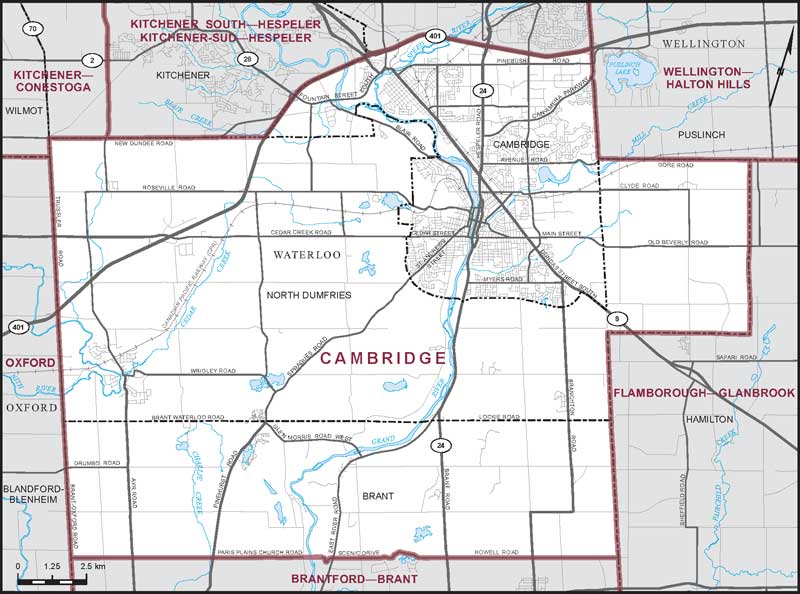 Carte de la circonscription de Cambridge