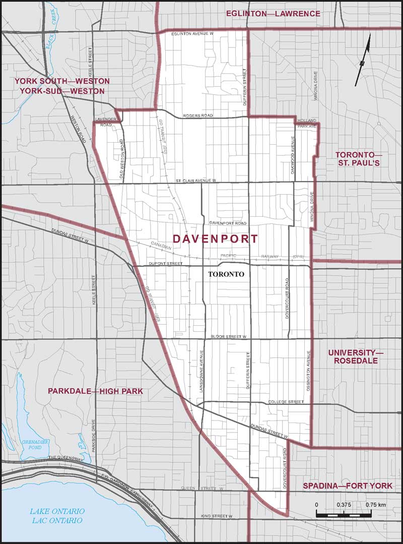 Carte de la circonscription de Davenport
