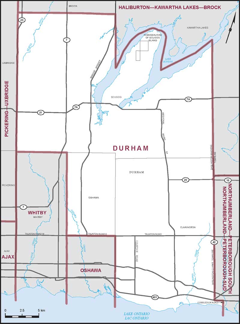 Carte de la circonscription de Durham