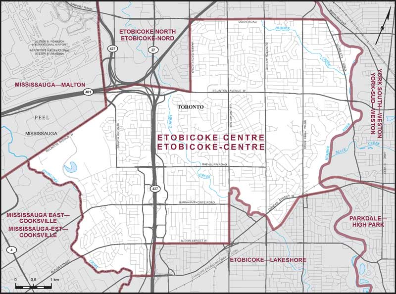 Carte de la circonscription d'Etobicoke-Centre