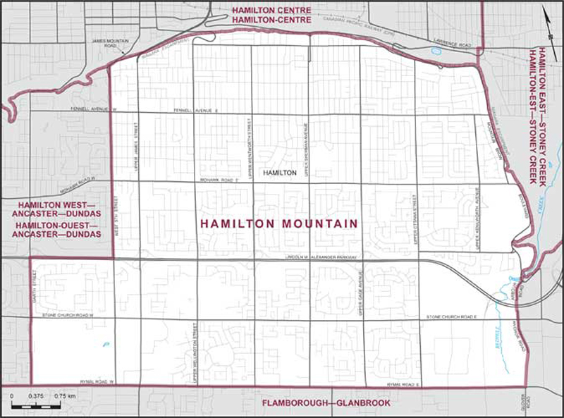 Carte de la circonscription de Hamilton Mountain