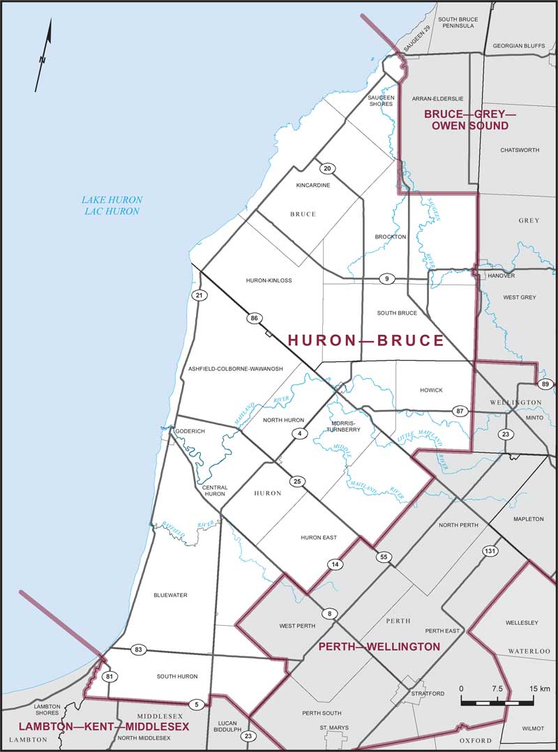 Carte de la circonscription de Huron—Bruce