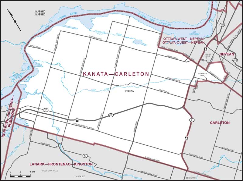 Carte de la circonscription de Kanata—Carleton