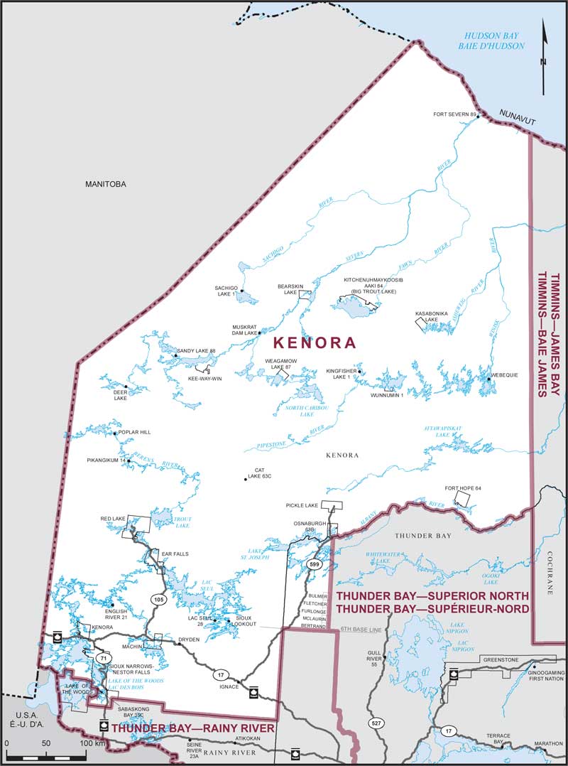 Carte de la circonscription de Kenora